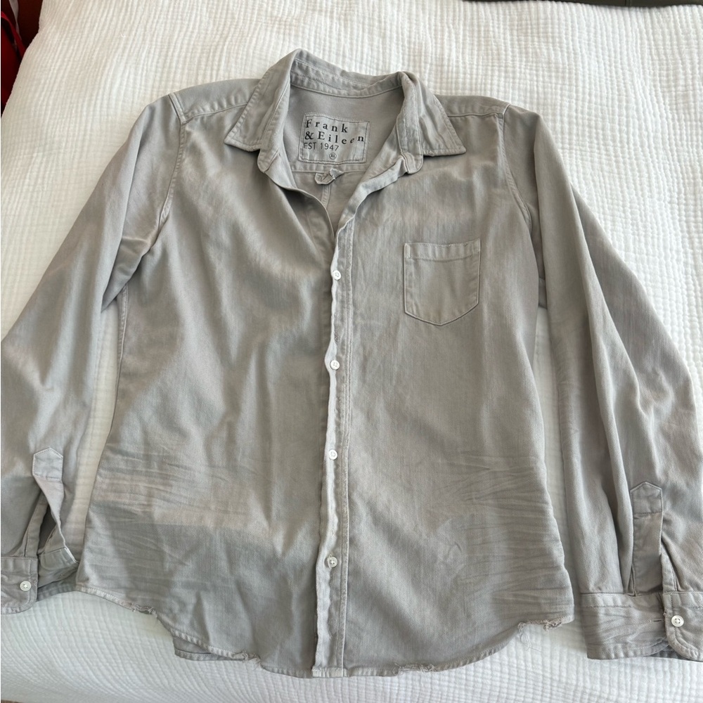 Frank & Eileen Barry Denim Button Down Shirt, Gray, XL